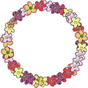 Colorful Floral Circle Frame PNG Image