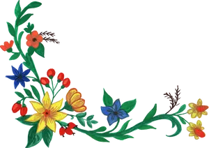 Colorful Floral Corner Design PNG Image