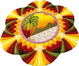 Colorful Floral Rangoli Design PNG Image