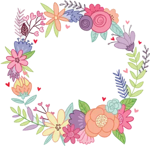 Colorful Floral Wreath Graphic PNG Image