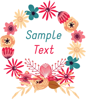 Colorful Floral Wreath Vector Illustration PNG Image