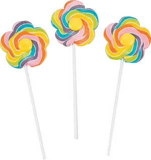 Colorful Flower Lollipops PNG Image