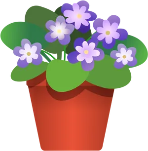 Colorful Flowersin Red Pot Illustration PNG Image