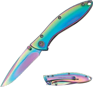 Colorful Folding Knife Isolated PNG Image