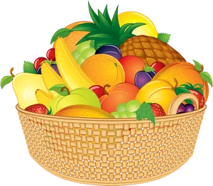 Colorful Fruit Basket Illustration.png PNG Image