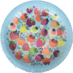 Colorful Fruit Pattern Paper Plate PNG Image