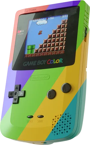 Colorful Game Boy Color Playing Mario PNG Image