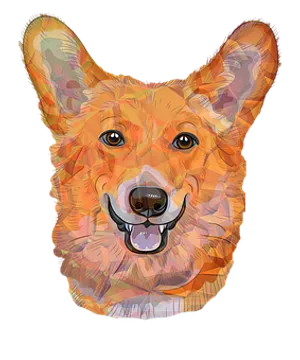 Colorful Geometric Corgi Portrait PNG Image