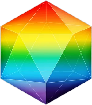 Colorful Geometric D20 Dice PNG Image