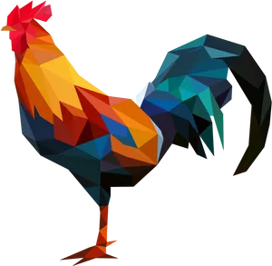 Colorful Geometric Rooster Art PNG Image