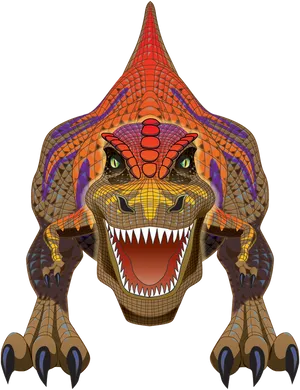 Colorful Geometric Tyrannosaurus Rex PNG Image