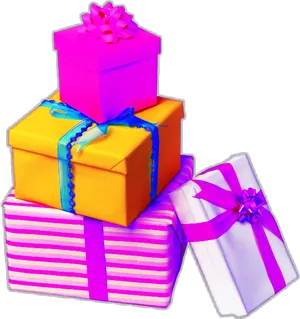 Colorful Gift Boxes Stacked PNG Image