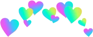 Colorful Gradient Hearts Pattern PNG Image