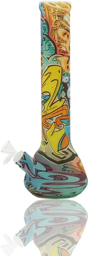 Colorful Graffiti Glass Bong PNG Image