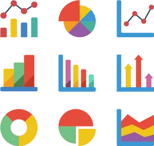 Colorful Graphsand Charts Collection PNG Image