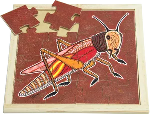 Colorful Grasshopper Wooden Puzzle PNG Image