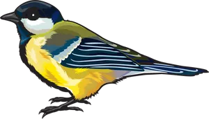 Colorful Great Tit Illustration PNG Image