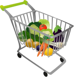 Colorful Grocery Shopping Cart PNG Image