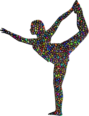 Colorful Gymnast Silhouette Balance Beam Pose PNG Image