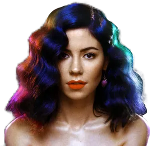 Colorful Hair Woman Portrait PNG Image