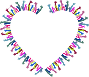 Colorful Hands Heart Border PNG Image