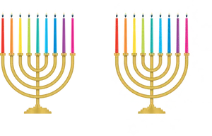 Colorful Hanukkah Menorahs PNG