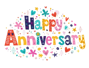 Colorful Happy Anniversary Greeting PNG Image