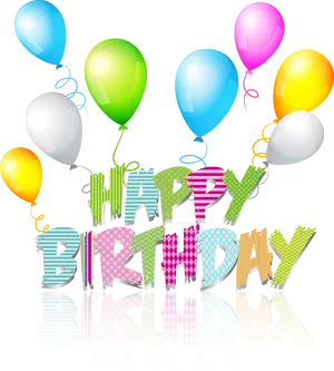 Colorful Happy Birthday Balloons Graphic PNG Image