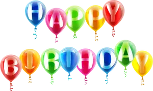 Colorful Happy Birthday Balloons PNG Image