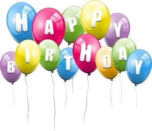 Colorful Happy Birthday Balloons PNG Image