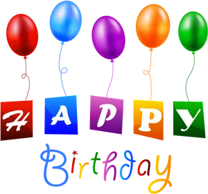 Colorful Happy Birthday Balloonsand Text PNG Image