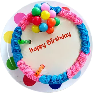 Colorful Happy Birthday Cake PNG Image