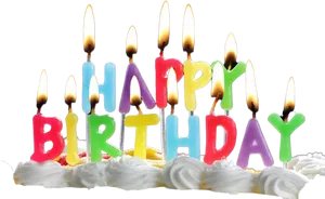 Colorful Happy Birthday Candles PNG Image