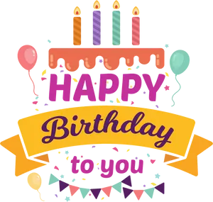 Colorful Happy Birthday Greeting PNG Image