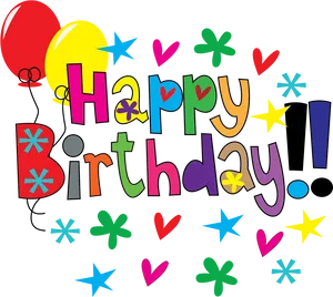 Colorful Happy Birthday Greeting PNG Image