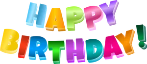 Colorful Happy Birthday Text PNG Image