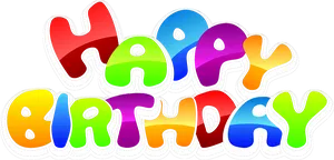 Colorful Happy Birthday Text Graphic PNG Image