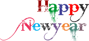 Colorful Happy New Year Graffiti PNG Image