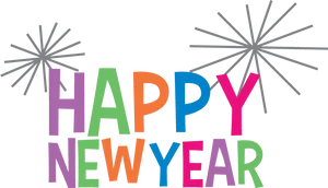 Colorful Happy New Year Greeting PNG Image