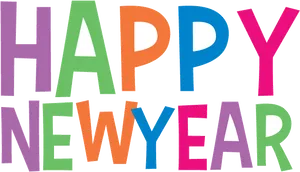 Colorful Happy New Year Text PNG Image