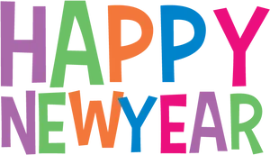 Colorful Happy New Year Text PNG Image