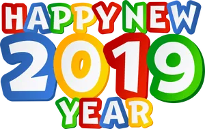 Colorful Happy New Year2019 Celebration PNG Image