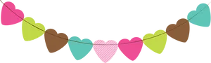 Colorful Heart Banner Graphic PNG Image