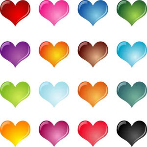 Colorful Heart Collection Vector PNG Image