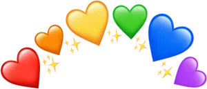 Colorful Heart Crown Graphic PNG Image