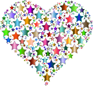 Colorful Heart Shaped Star Cluster PNG Image