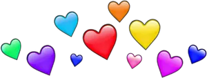 Colorful Hearts Array PNG Image