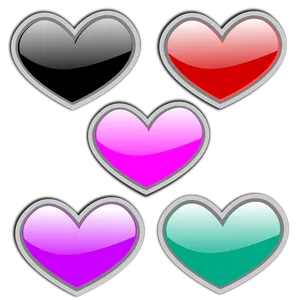 Colorful Hearts Collection PNG Image