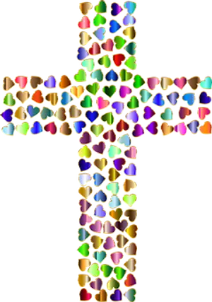 Colorful Hearts Cross PNG Image