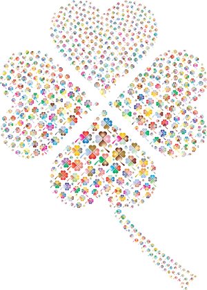 Colorful Hearts Four Leaf Clover PNG Image